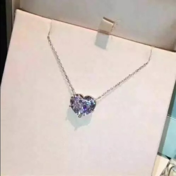 Crystal and Silver Floating Heart Necklace, only 1 left in stock! - Picture 4 of 5